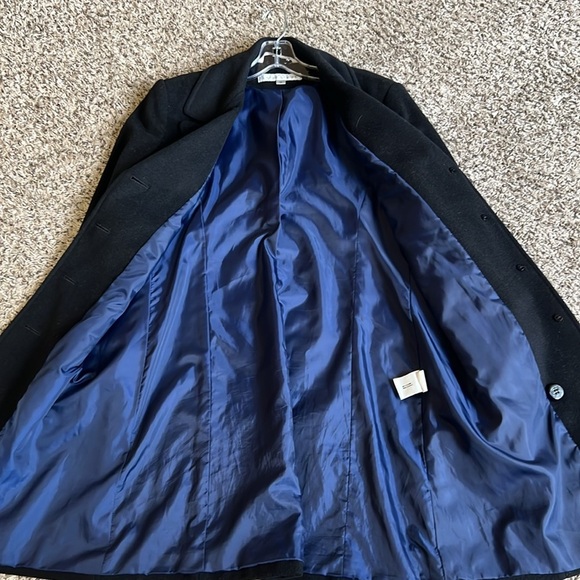 Larry Levine Black Wool Blend Button Down Trench Coat Size 10 - Picture 8 of 9